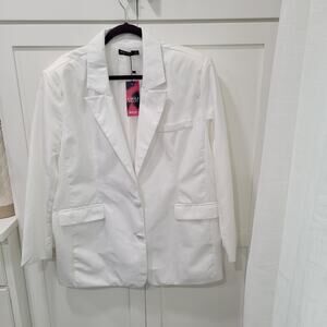 Nasty Gal x Emili Sindlev Button Blazer With Shoulder Pads Flap Pockets Size 10